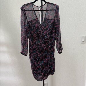 All Saints Black Floral Long Sleeve Dress